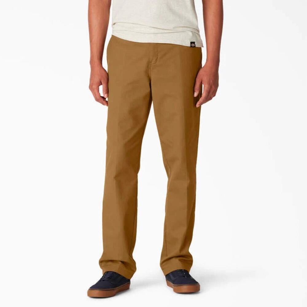 Dickies Men’s Slim Flex Chino Brown Duck Color Size 29x32